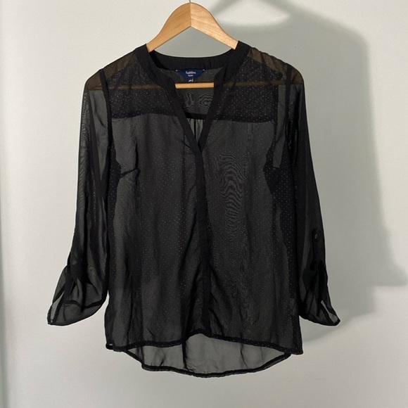 Reitmans Tops - Reitmans Pretty See through Black Blouse Size M Petites